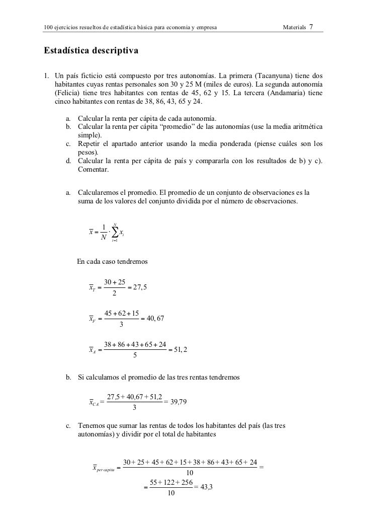 ejercicios de estadistica inferencial resueltos